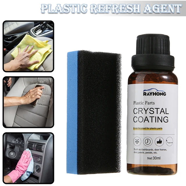 1set 30ml Plastic Parts Crystal Coating Car Refresher Cleaning Agent Car  Maintenance Accessories Plastics Restorer