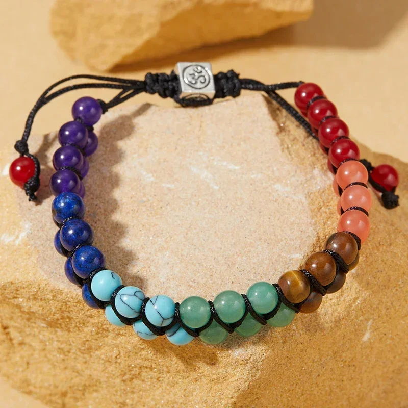 Bohemian Style Handmade Stone Chakra Anklet For Women 1pc Adjustable Double Strands fashion accessories