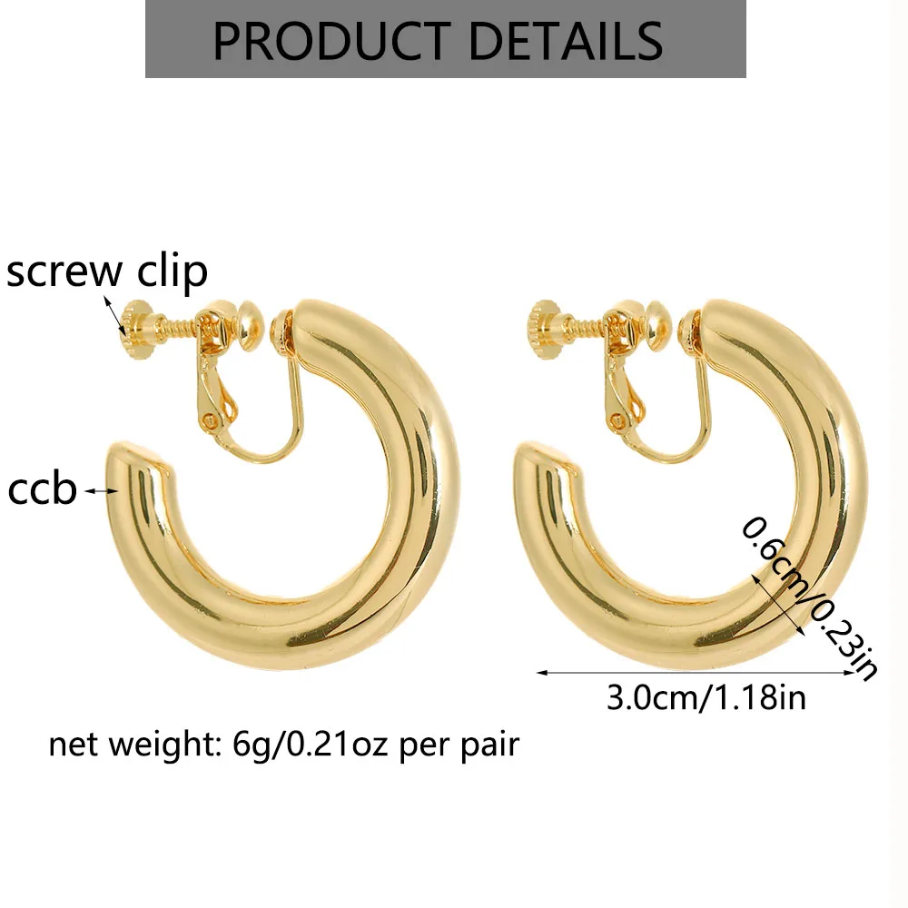 30mm Medium Smooth Circle Hoop Clip Earrings for Women Non Pierced Earrings Party Jewelry ear clip earrings clip earrings hoop earrings ear accessories
