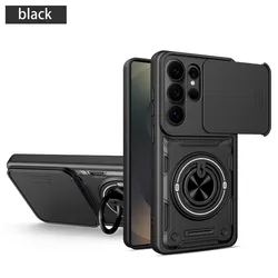 Enhanced Armor Shockproof Magnetic Stand Case with Sliding Camera Lens Protector - Galaxy S26+ (Black)
