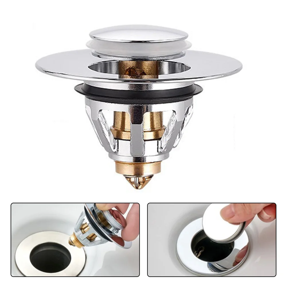 

Drain Stopper Pop-Up Bounce Core Basin Drain Filter Valve Hair Catcher Bathroom Sink Strainer Bath Stopper Washbasin Drain Cover