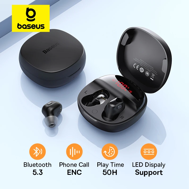 

Baseus Encok WM01 plus Ture Wireless Earphone TWS Earbud Bluetooth 5.3 LED Digital Display 50H Playtime Stereo Sports Headphones