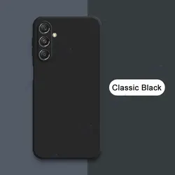 Original Square Liquid Silicone Phone Case - Luxury Double Liner Soft Cover Housing Coque for Samsung M35 5G (Classic Black)