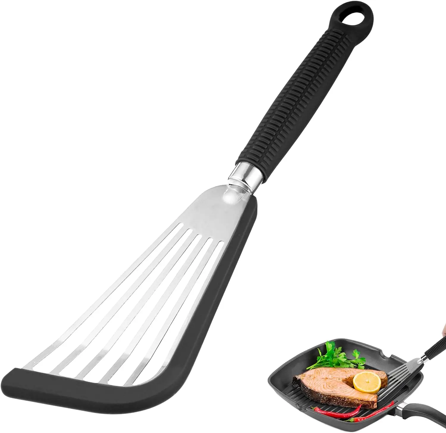 Silicone Fish Spatula for Nonstick Cookware Slotted Spatula Turner with Heat Resistant Silicone Handle for Cooking