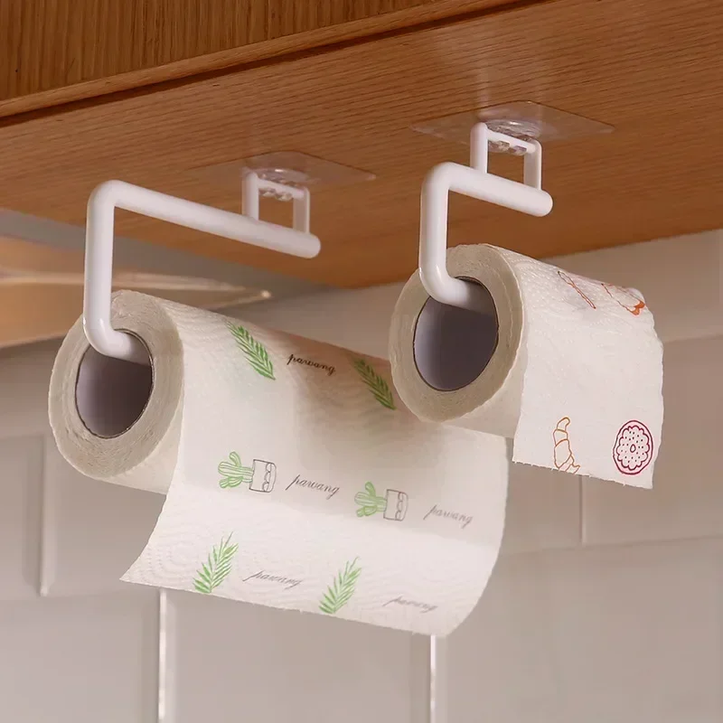 Adhesive Toilet Paper Holder Stainless Steel Wall Mount Kitchen Roll Towel Rack Napkin Dispenser Absorbent Stand Tissue Hanger