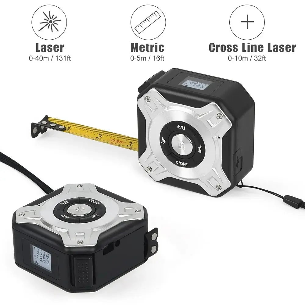 3 In 1 Laser Rangefinder 40 M 60 M Distance Measurement With Backlit Display Rangefinder Scale Area Distance Rechargeable