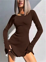 Women's Sexy Club Long Sleeve Mini Bodycon Dress Suitable For Nightclub, Family Party, Vacation, Leisure - Image 3