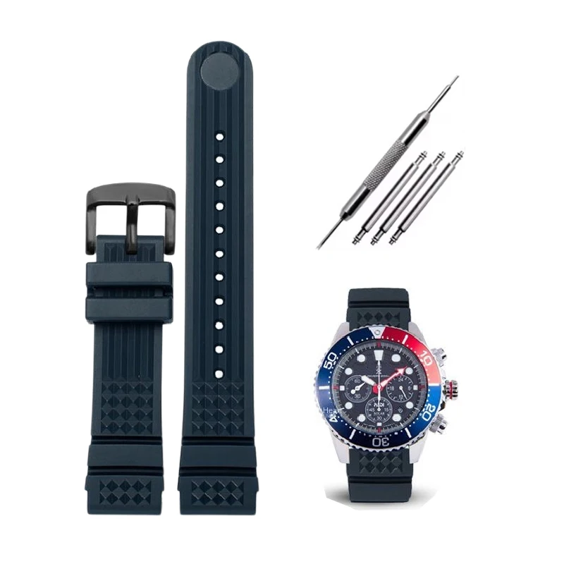 Enhanced Waterproof Sweat-Resistant Silicone Sport Watch Strap - 20mm/22mm Rubber Band