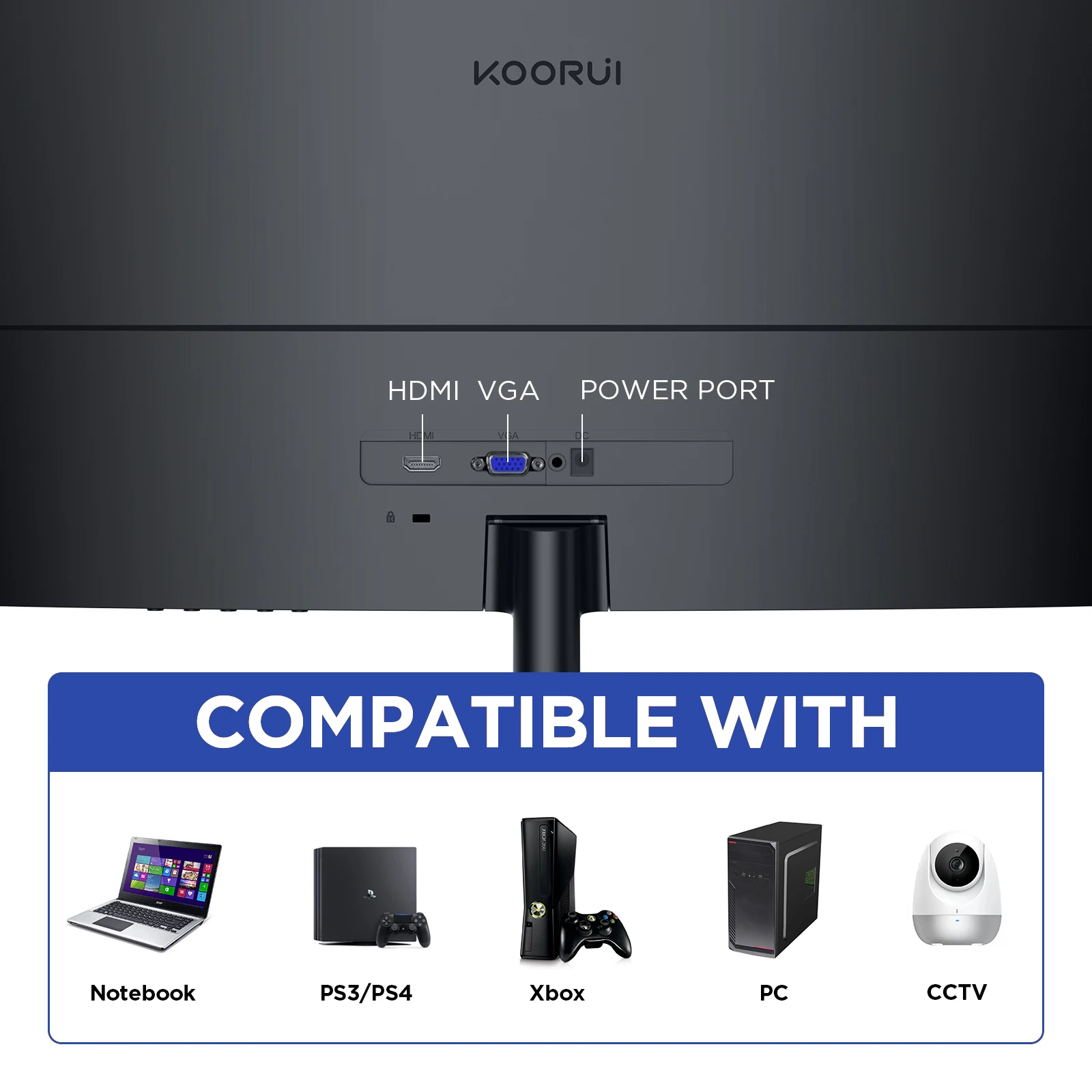 KOORUIモニター   Bluetoothトランス付き Koorui-ポータブルコンピューターモニター,Bluetooth,1920x1080