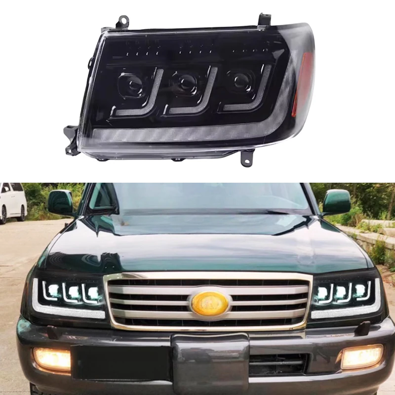 

Car Headlight Assembly Fit for Toyota Land Cruiser LC100 2002-2007 Modified LED Lens Daytime Running Light Turn Signal