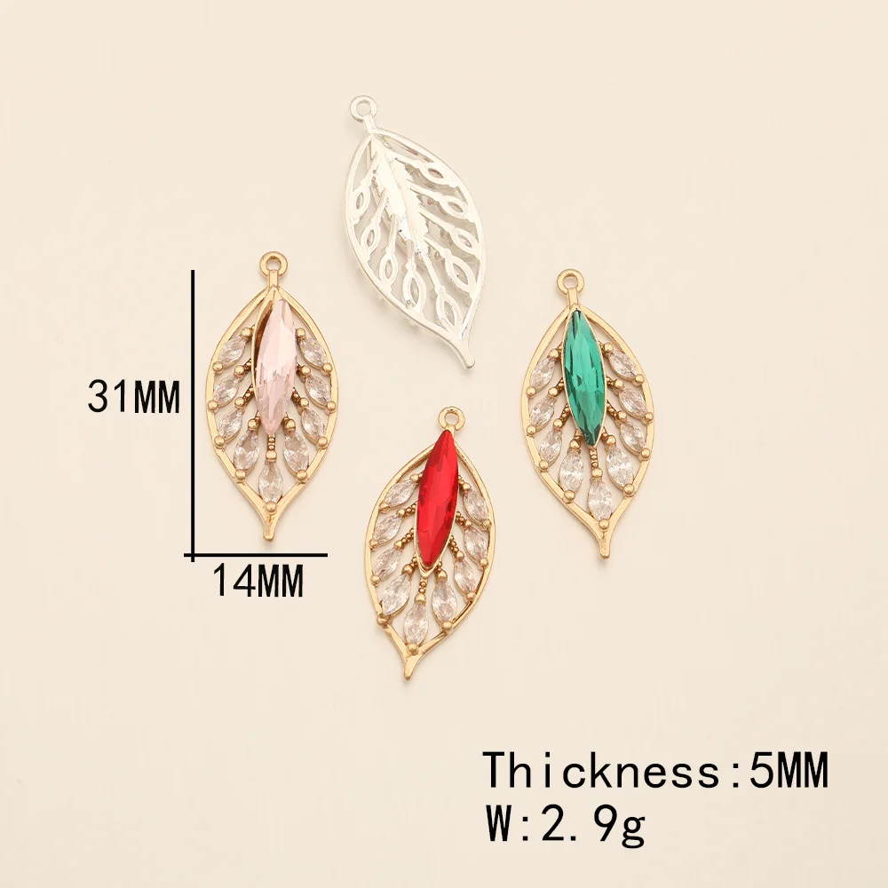 Cordial Design 14*31MM 40Pcs CZ Charms/Leaf Shape/Hand Made/DIY Jewelry Making/Jewelry Findings & Components/Rhinestone Pendant 5 Cordial Design 14*31MM 40Pcs CZ Charms/Leaf Shape/Hand Made/DIY Jewelry Making/Jewelry Findings & Components/Rhinestone Pendant - cordial