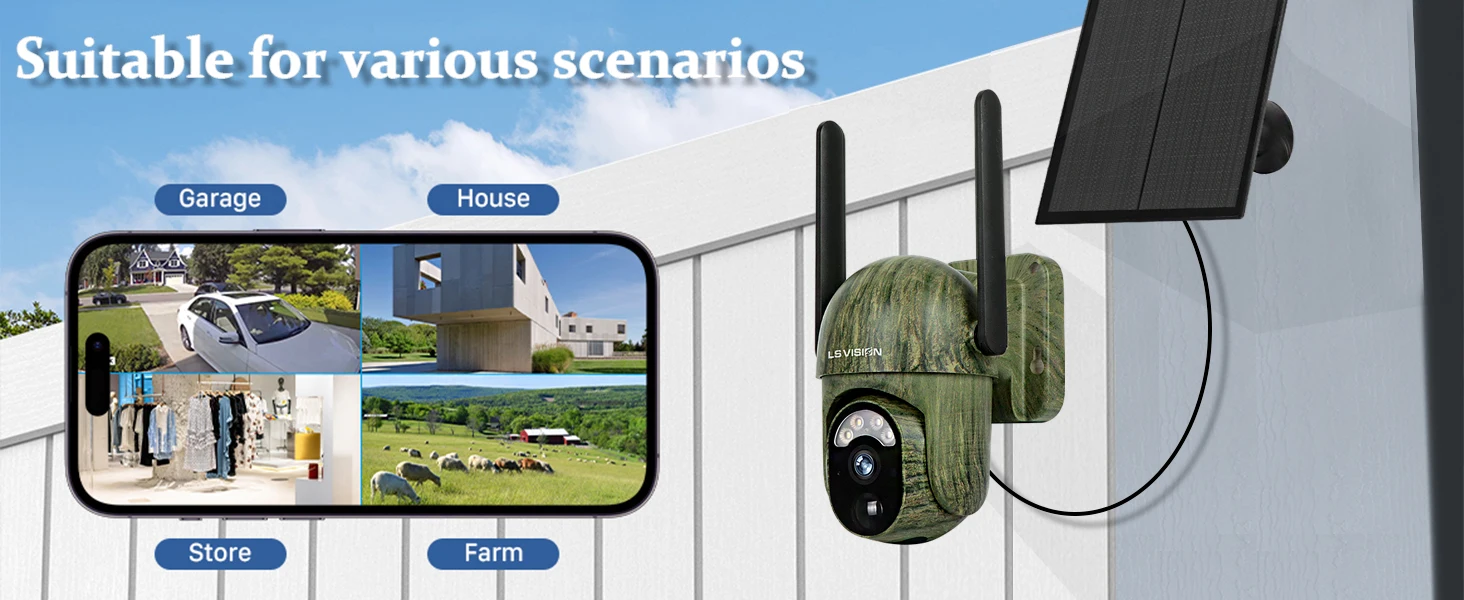 LS VISION 4MP Camouflage Solar Surveillance Camera Hunting Monitor Night Vision