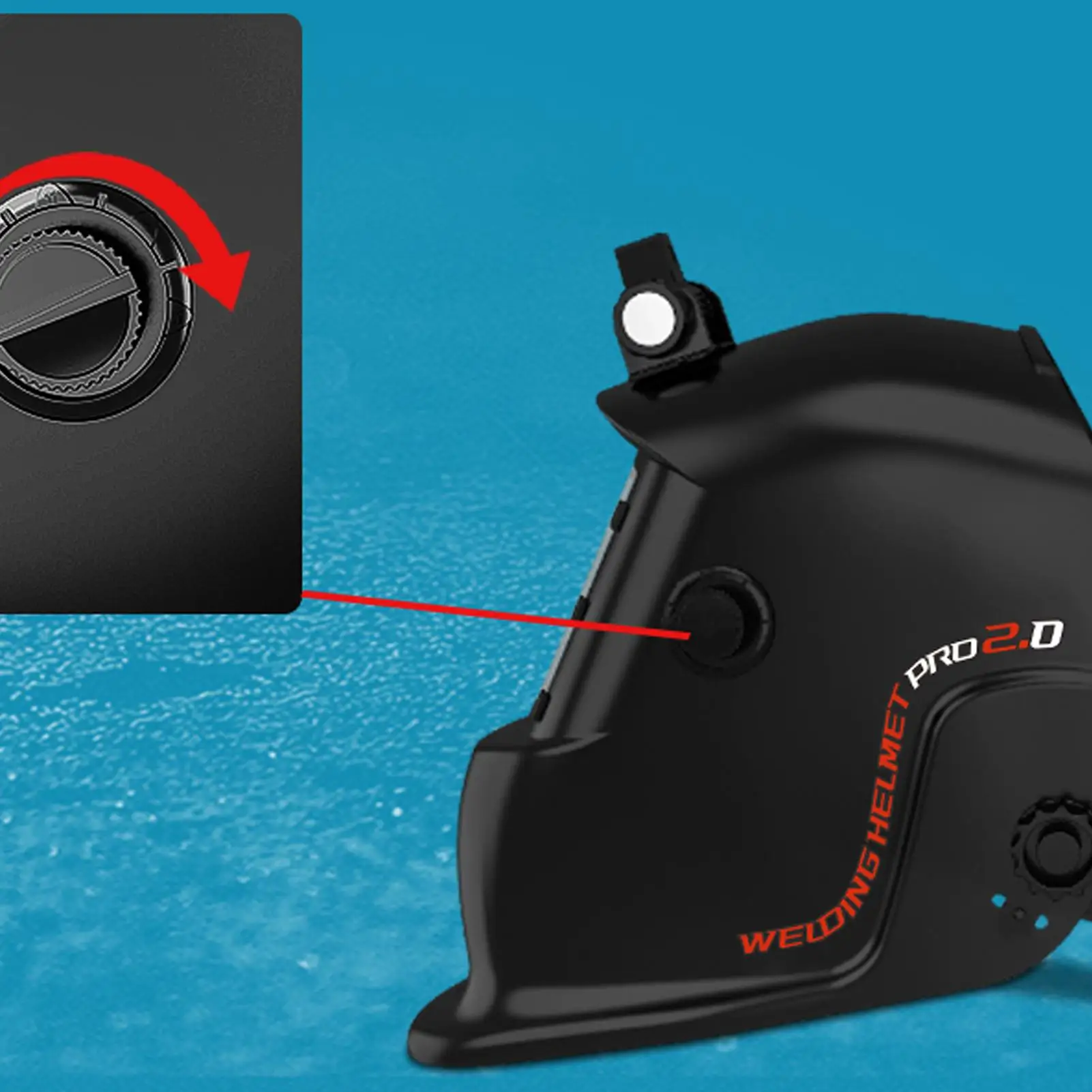 Automatisch abdunkelnder Schweißhelm, verstellbarer Kopfschutz mit Licht, Schweißermaske für Werkstatt, Garage, Baustelle, Kfz-Reparatur – Detail 5