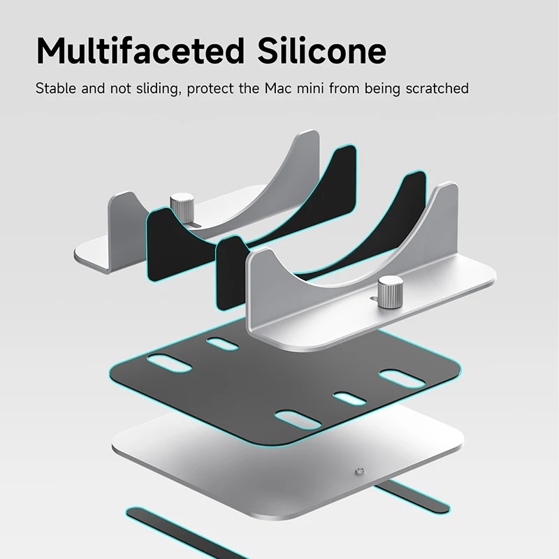 Hagibis Vertical Stand for Mac Mini M4/M4 Pro Aluminum Alloy Laptop Desktop Stand Anti-Slip Adjustable Holder For New Mac mini