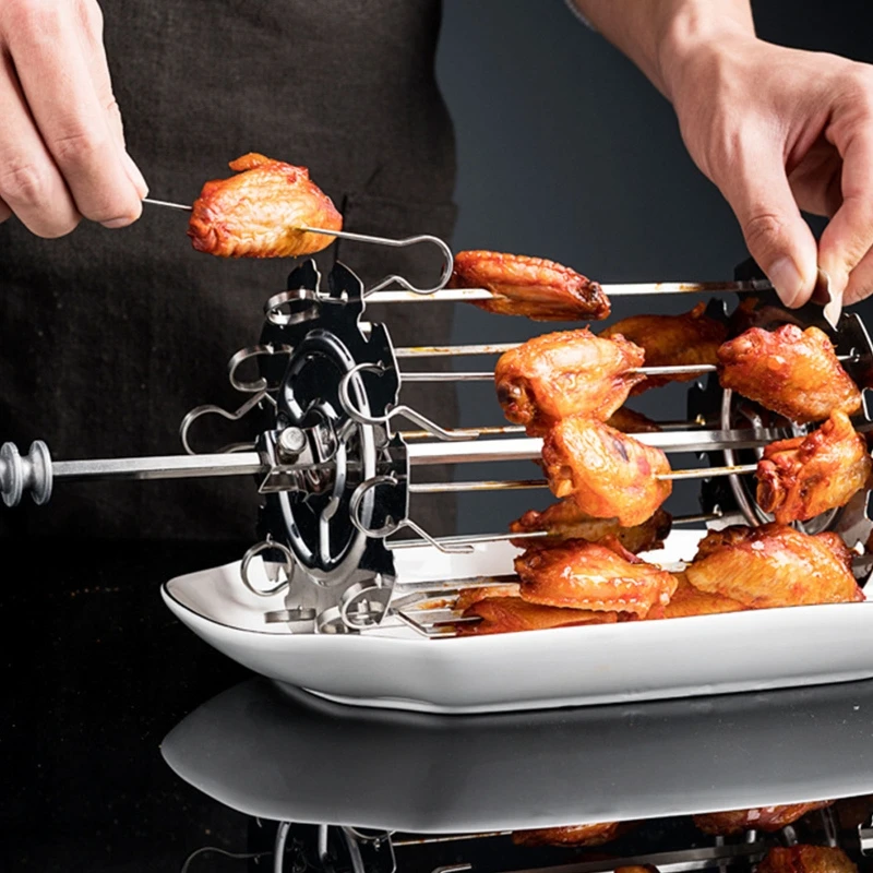 Stainless Steel BBQ Grill Cage Vegetable  Skewer Kebab Maker for Rotisserie Oven Air Fryer Electric Oven Accessories BBQ Tools