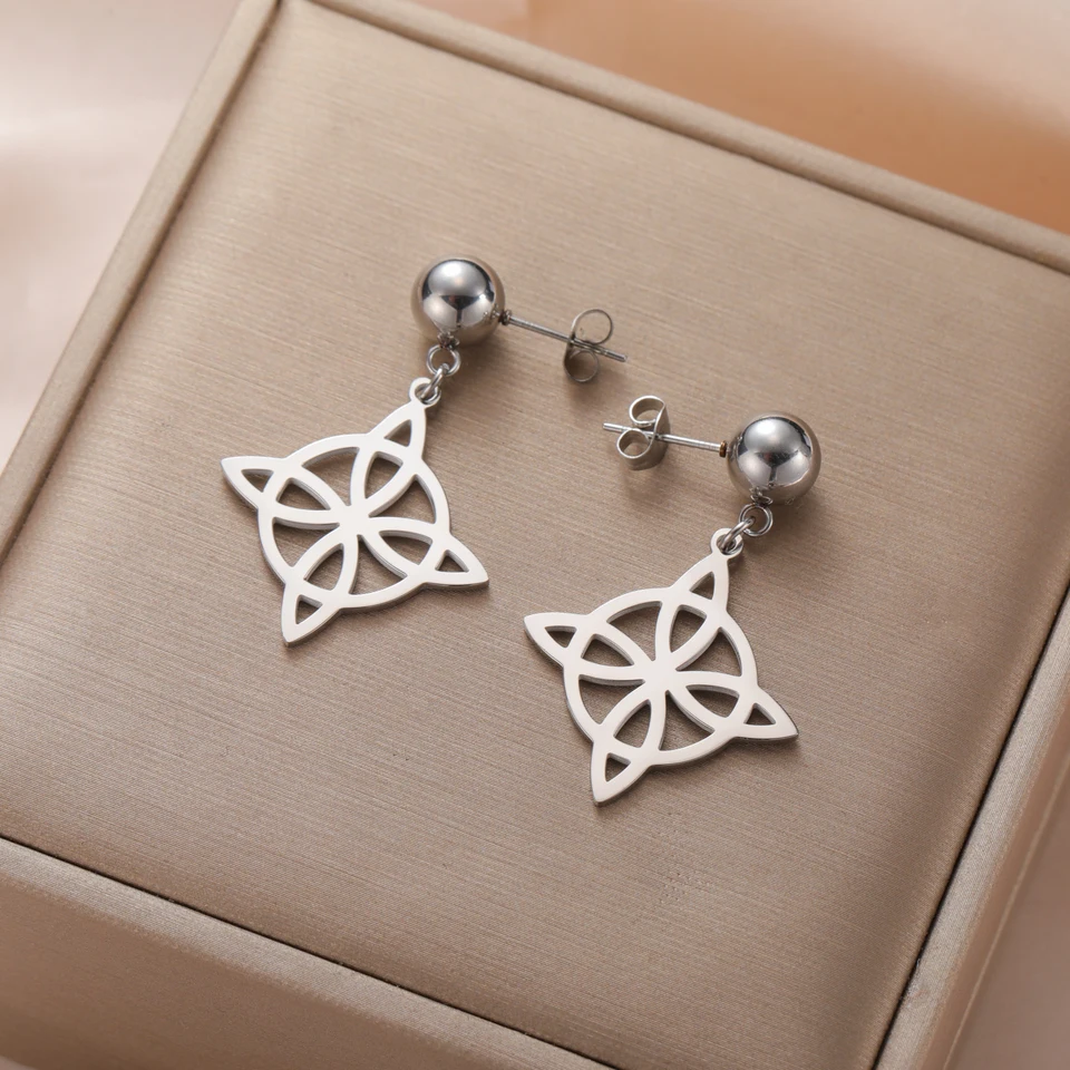 CELESTIA Orecchini Nodo Delle Streghe In Argento 925 – Gioielli Celtici Con Luna E Stella, Regalo Esoterico Wicca