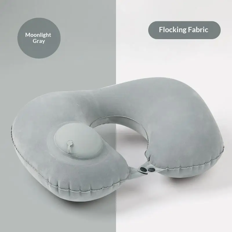 Inflatable Soft Flocking Travel Neck Pillow for Comfort and Support
