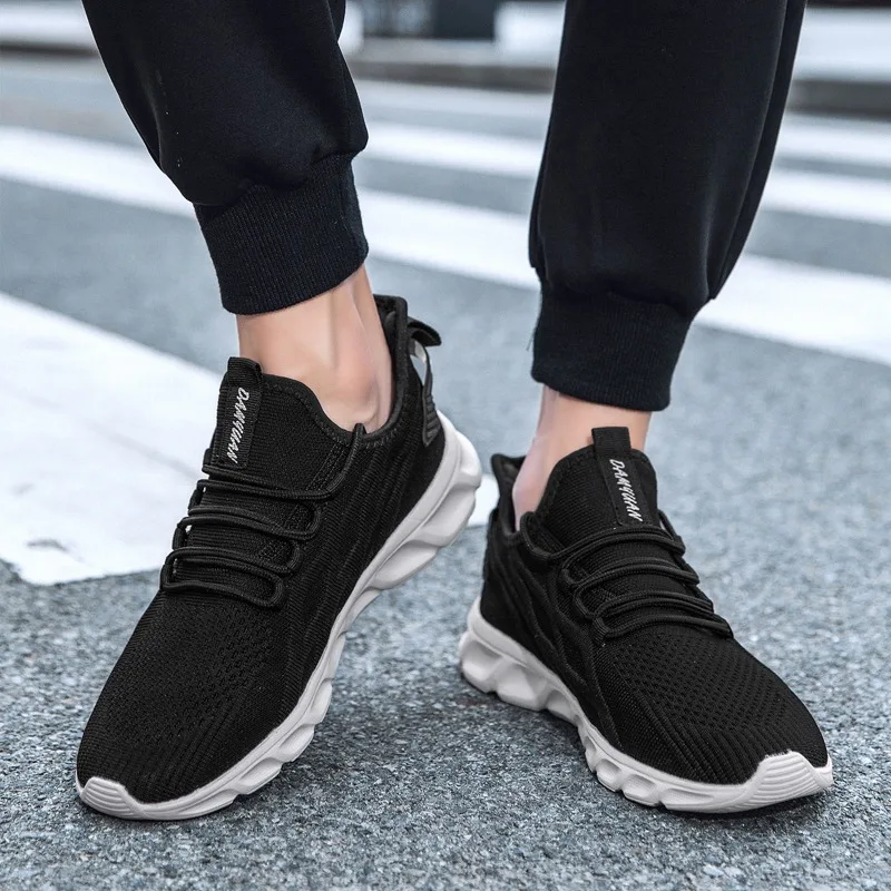 Men Vulcanized Shoes Breathable Comfortable Casual Sneakers Anti-slip Lace-up Tennis Walking Flats Shoe Zapatos Hombre Size 36 6