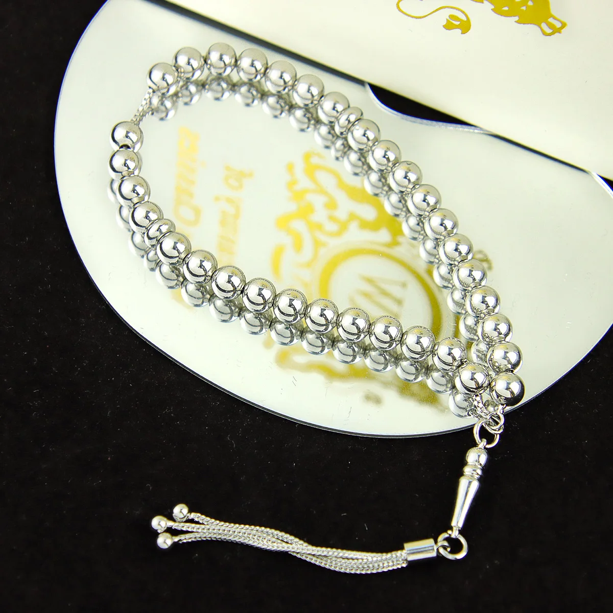 Arabisches islamisches ethnisches Perlenarmband, 21 Karat vergoldet, Saudi-Muslim-Islam-Gebet, 33 Perlen-Handketten, Vintage-Schmuck aus dem Nahen Osten – Detail 7