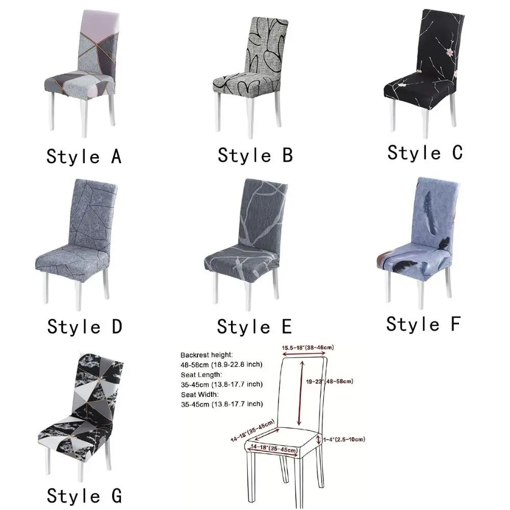 Practical Stretch Printed Dining Chair Cover Elastic Dirt-resistant Seat Cover Antifouling Washable Chair Protecter Restaurant