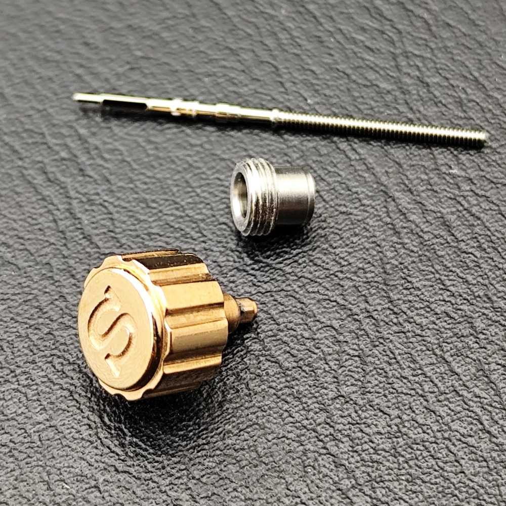 Black Silver Screw-In Crown with Atem Engraved 'S' Design