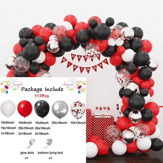 Guirxiété de Ballons en Arc Noir et Or, Kit de Confettis, pour