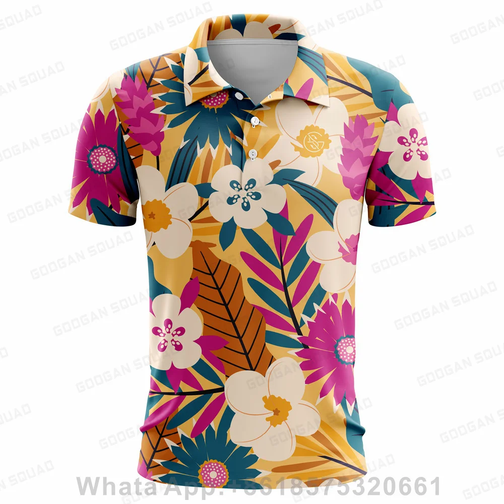 Fashion Men Golf Polo Shirts Summer Short Sleeve Streetwear Business Office Lapel Male Clothes Korean Loose Casual Tops