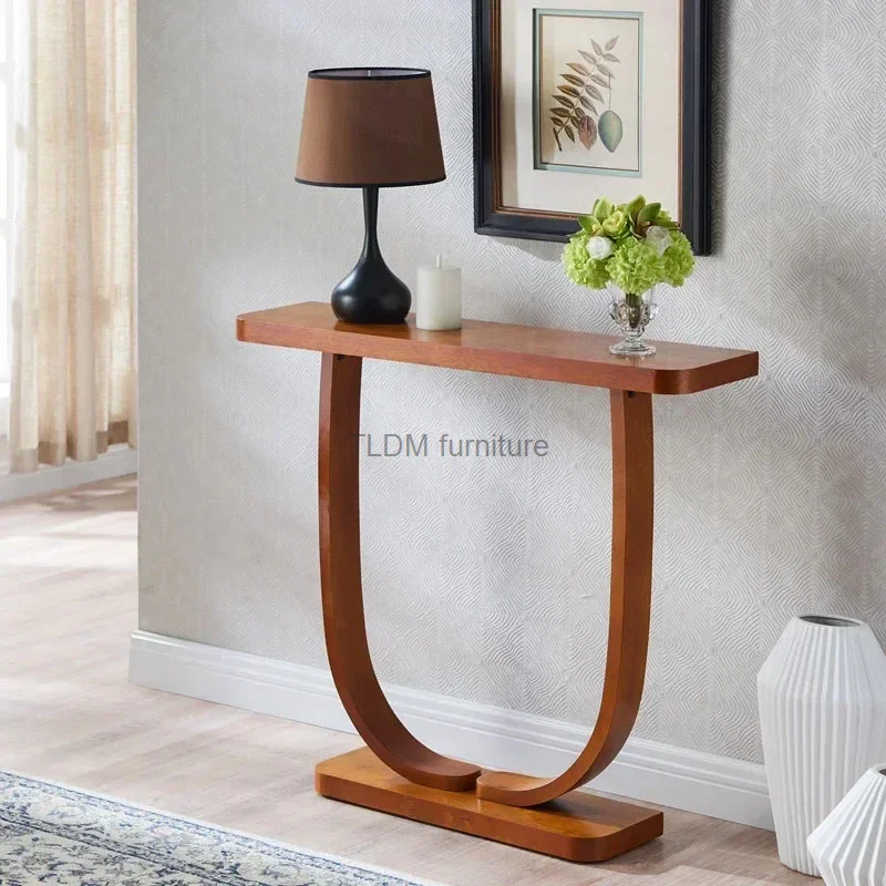 

New Chinese Solid Wood Console Tables Creative Home Furniture home Entrance Console Narrow Cabinet Corridor Porch Table Shelf Z