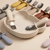 2pcs/Set Baby Tableware Children Utensil Stainless Steel Food Feeding Spoon Fork Set Infant Toddler Silicone Dinnerware Cutlery 2