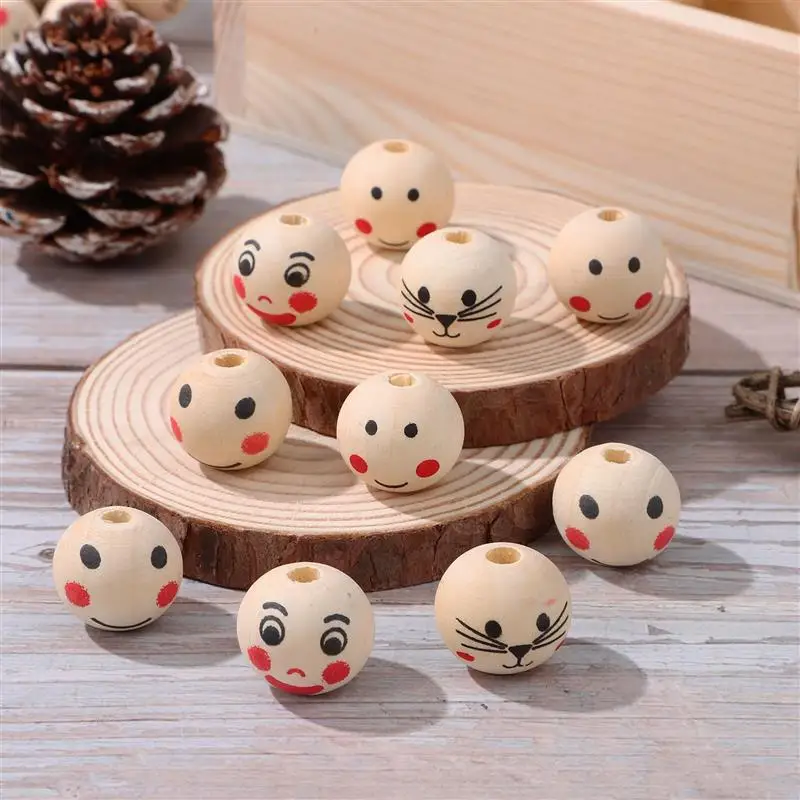 50 Pcs Smile Wooden Beads Wooden Craft Beads With Holes Diy Jewelry  Bracelet Necklace Diy Wooden Beads