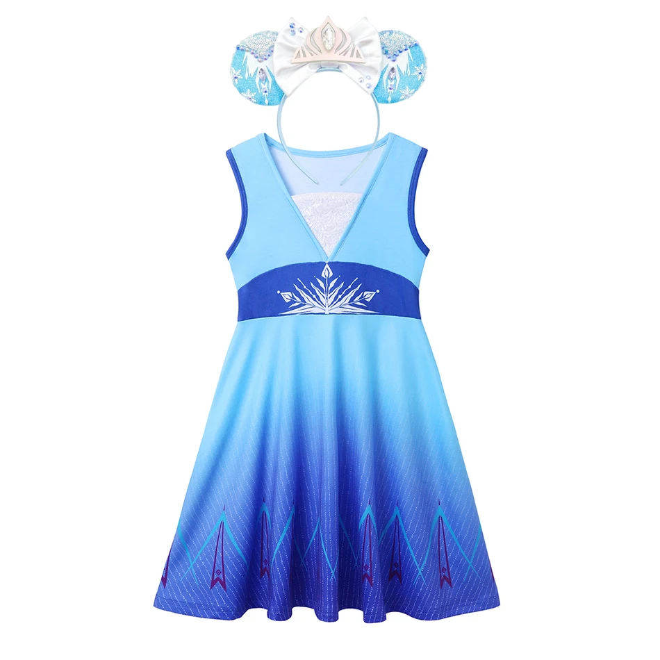 Disney Mermaid Ariel Rapunzel Princess Dress Kids Frozen Encanto  Costumes Girls Summer Birthday Party Casual Holiday Clothes