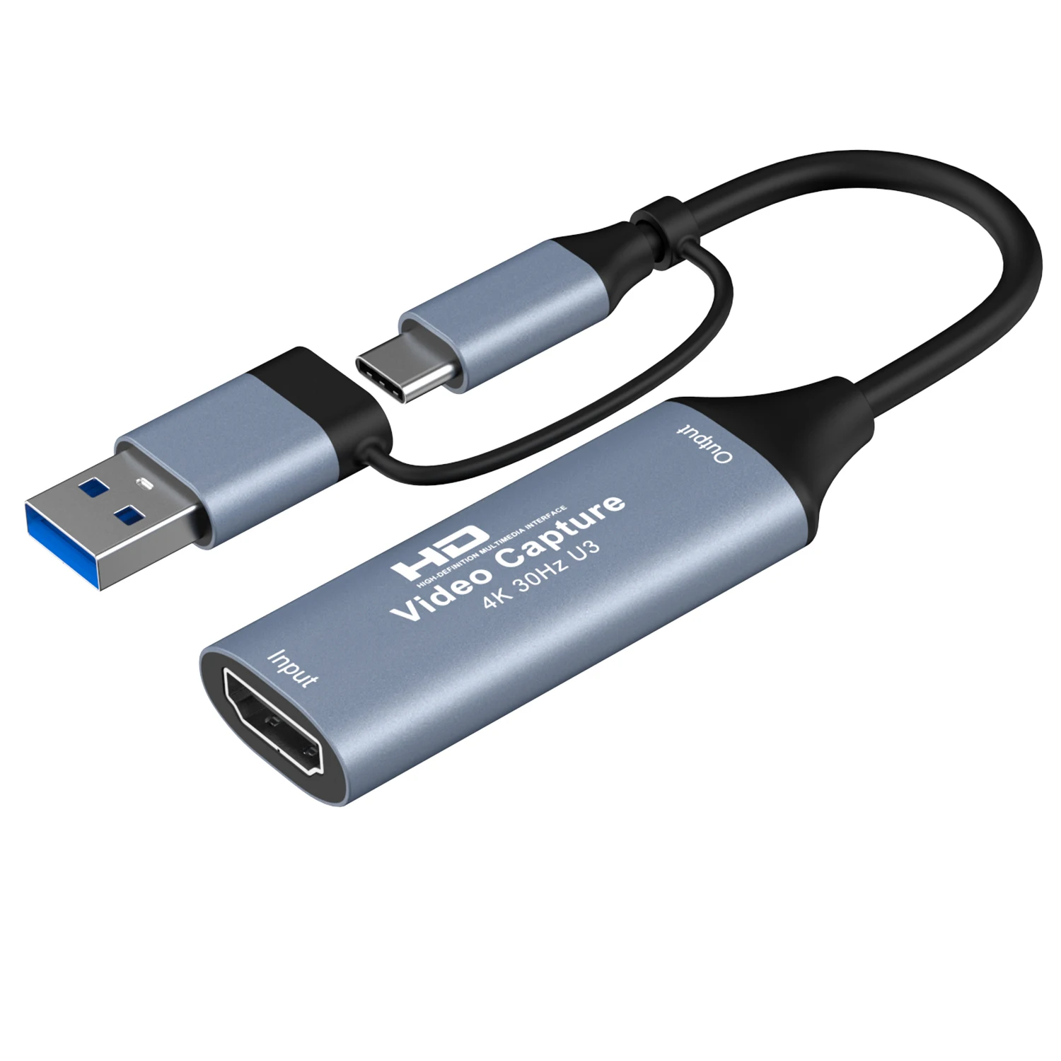 Enhanced 2-in-1 USB 3.0 Video Capture Card with 4K HDMI Input for Game Recording and Live Streaming