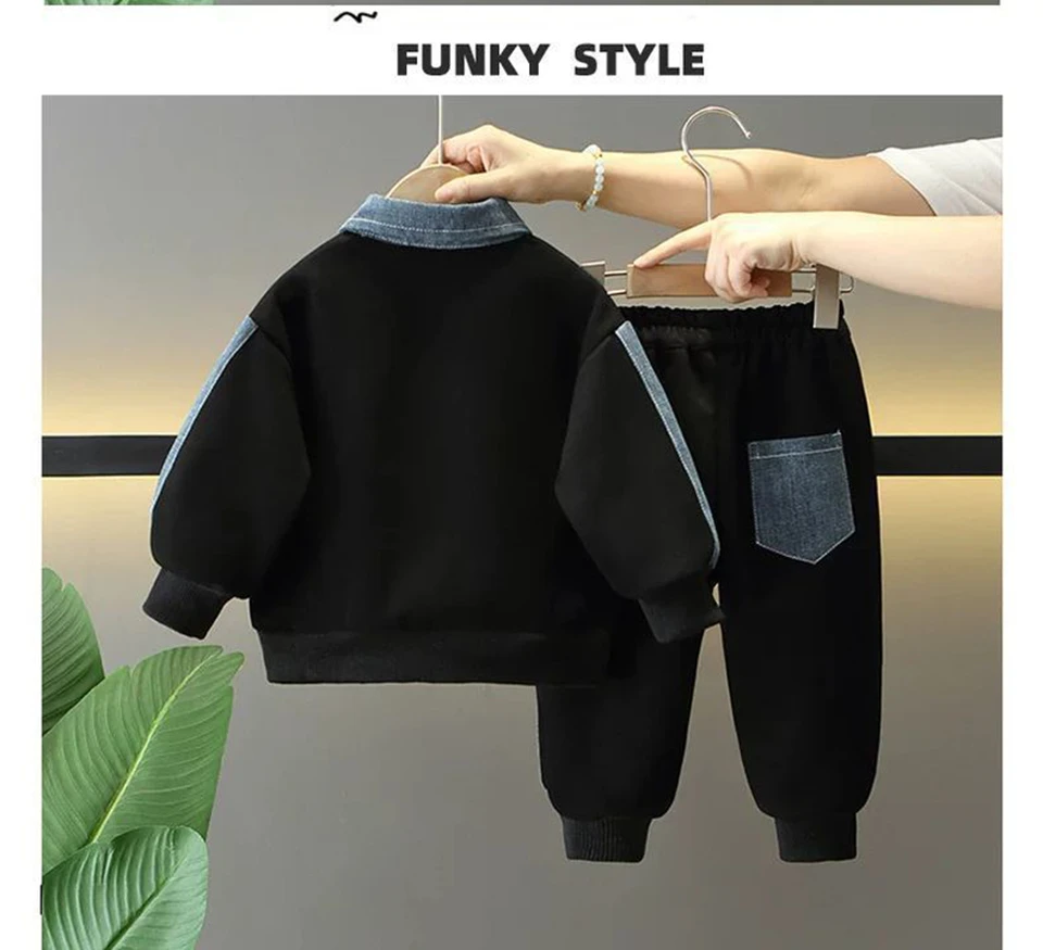 2026 neue Jungen Sweatshirt Sets Kinder Frühling Herbst Anzüge Kinder drehen-unten Pullover + Hosen Zwei-Stück Teenager Casual kleidung 4-12 – Detail 5
