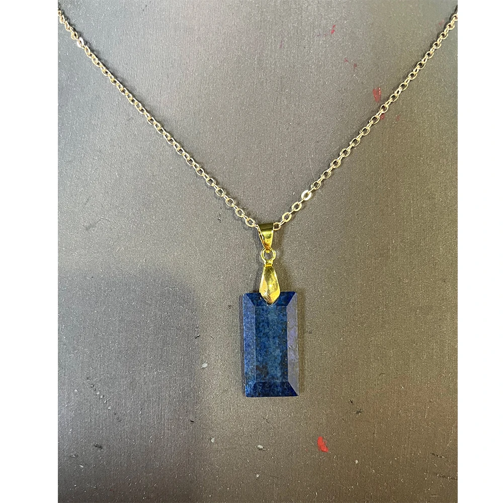 13X25mm Natural Stone Pendants Rectangular Shape Lapis Lazuli Labradorite Quartzs Gems Charms For Men Couple Reiki Necklace DIY