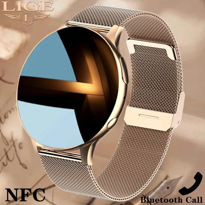 

LIGE NFC Smart Watch Women New Local Music Playback Dial Call IP68 Waterproof Voice Assistant Smartwatch Men Support Recording