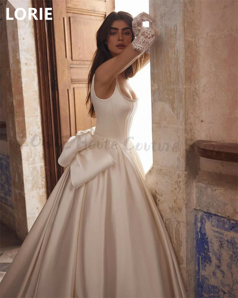 LORIE A-line Spaghetti Strap Wedding Dress Backless Big Beautiful Bow Bridal Gowns Elegant Princess Wedding Gown Customized 2025