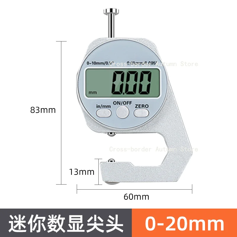 디지털 두께 측정기, 고정밀 마이크로미터 두께 캘리퍼스 날카로운 팁 비율 0-25.4mm