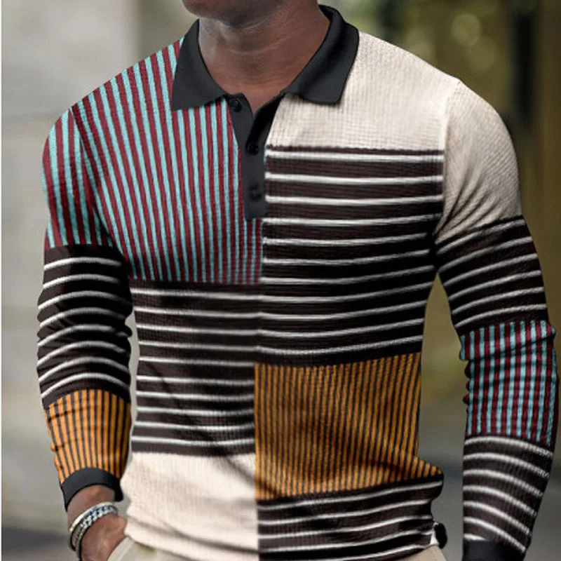 

Quality Waffle long sleeve Polo shirt men's 2023 autumn new fashion breathable casual business men's top