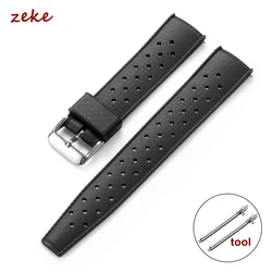 Tropical Silicone Quick Release Watch Band Strap - Universal Rubber Wristband - 22mm (Black)