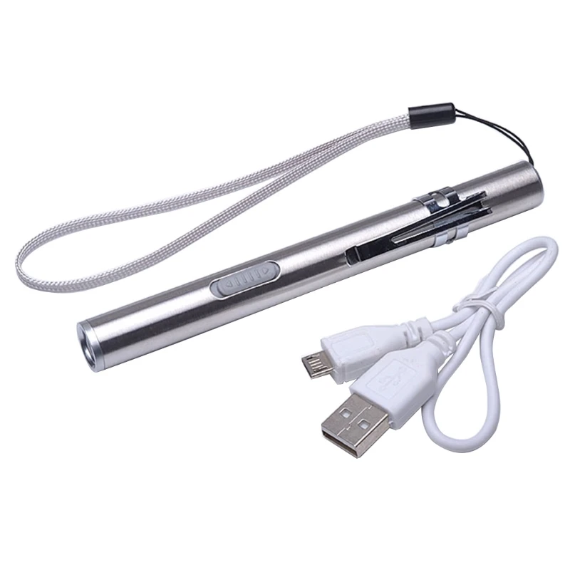

USB перезаряжаемая удобная ручка-светильник, мини-фонарик для кормления, светодиодный фонарик с фонариком из нержавеющей стали