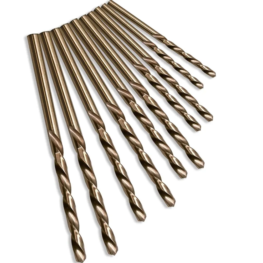 10pcs 1.0- 3mm Titanium Coated Cobalt Drill Bits HSS High Speed Steel Drill Bits Set Tool Multi Function Metal Drills Power Tool