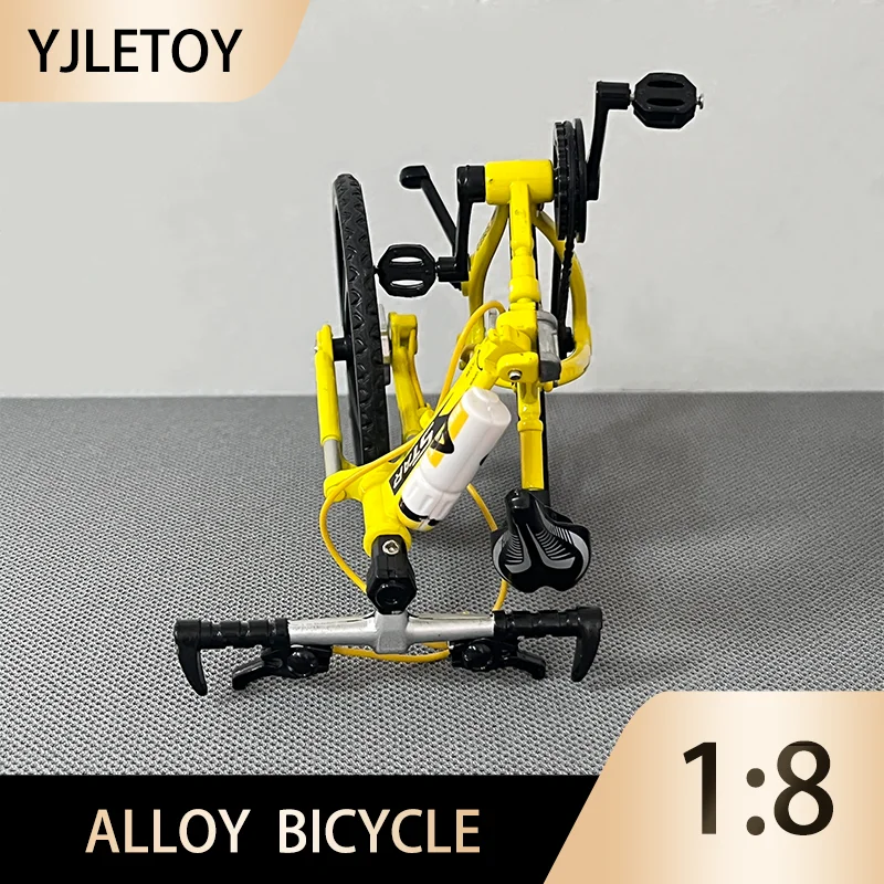 1:8 미니 모델 합금 자전거 접이식 다이캐스트 장식, 금속 노란색 손가락 Bmx 산악 미니 자전거 시뮬레이션 컬렉션 장난감