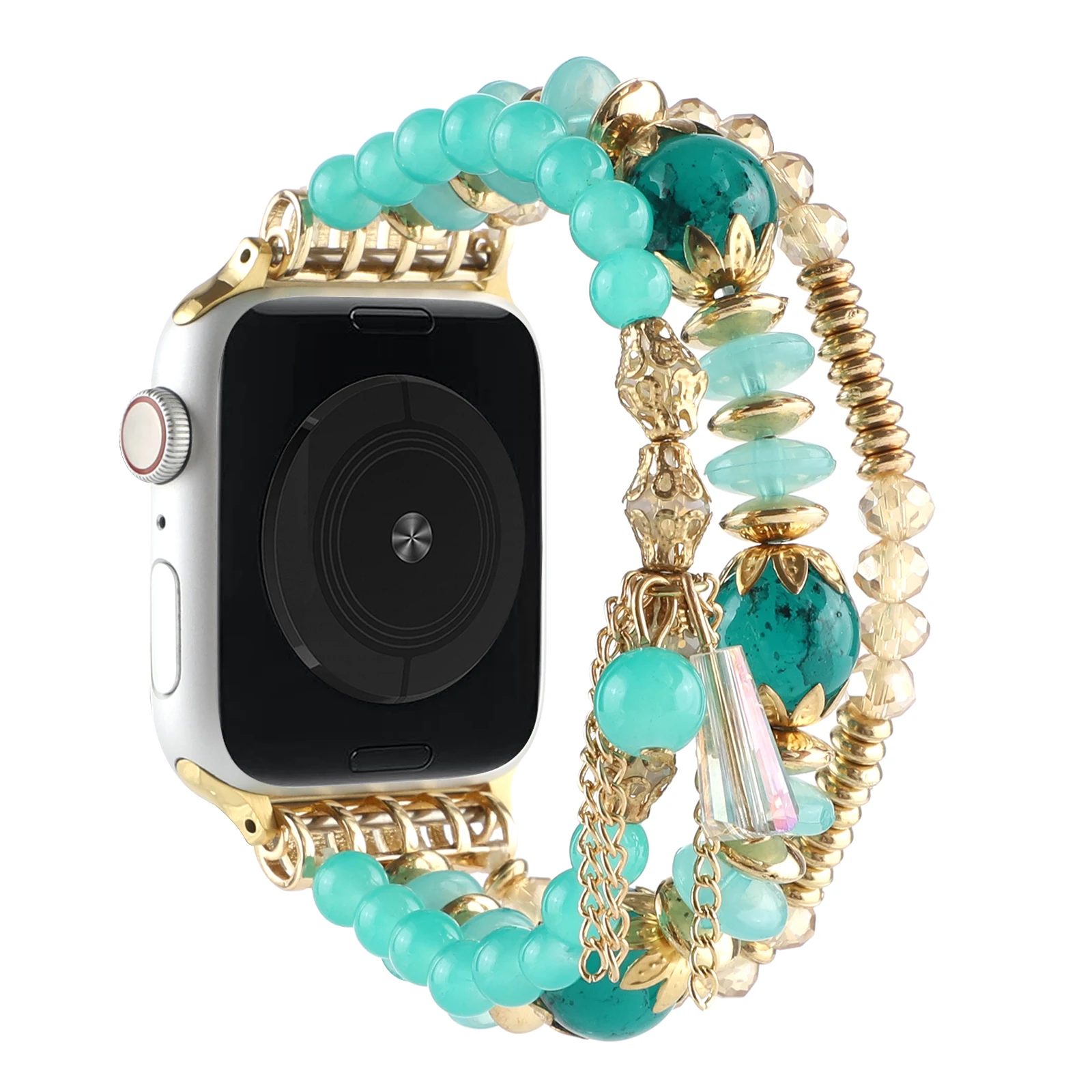 Jewelry Strap For Apple Watch UItra 8 7 45mm 41mm Metal chain beaded bracelet band iWatch series 6 5 4 3 SE 44mm 40mm 42mm 38mm