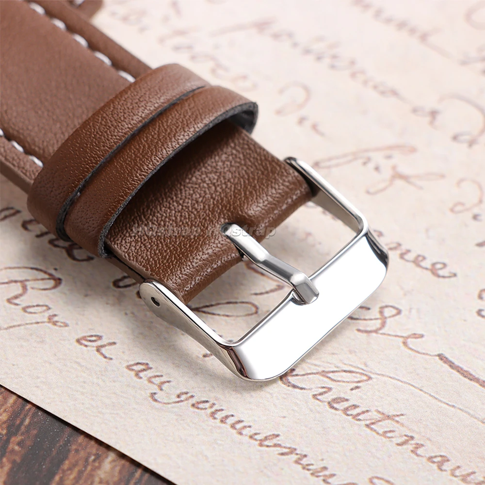 Vintage Brown and Black Retro PU Leather Watch Band Strap with Matte Bund Base