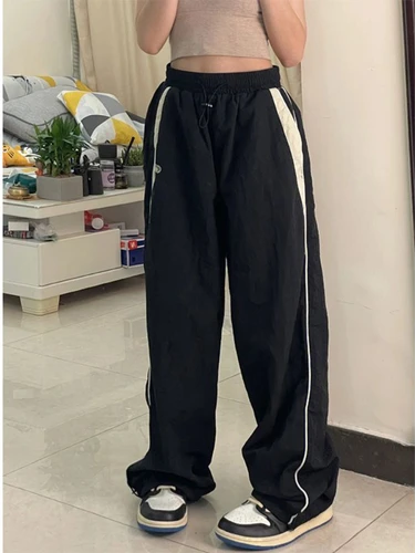HOUZHOU 여성용 캐주얼 헐렁한 바지, 빈티지 Y2k 오버사이즈 힙합 조거, 하라주쿠 스트리트웨어, BF 여성 스웻팬츠 와이드 레그 팬츠 3