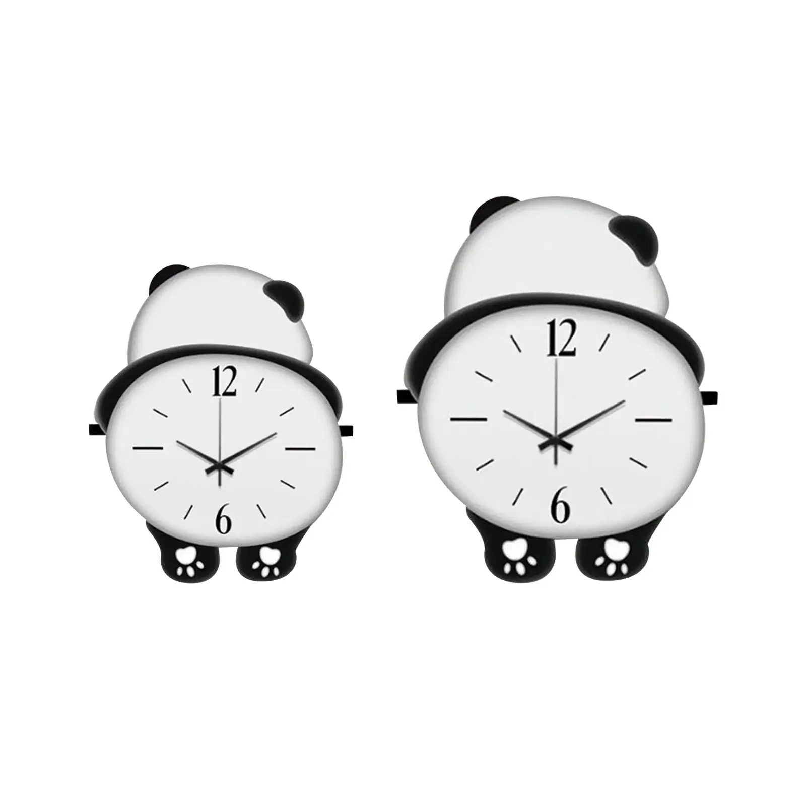 Wood Panda Wall Clock Wall Art Decor Battery Operated Hanging Clock Cute for Farmhouse Versatile