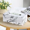 Nordic Marbling Leather Tissue Boxs Living Room Bedroom Desktop Tissue Holder Bathroom Draw Paper Storage Box Home Decoration 4