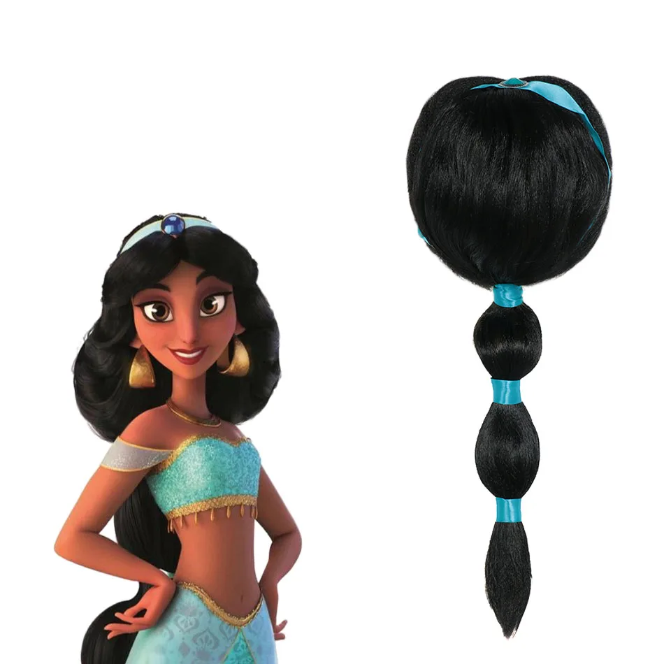 Disney Princess Jasmine Parrucche Per Ragazze Aladdin Magic Lamp Princess Wig Fancy Birthday Party Role Play Accessori Di Halloween