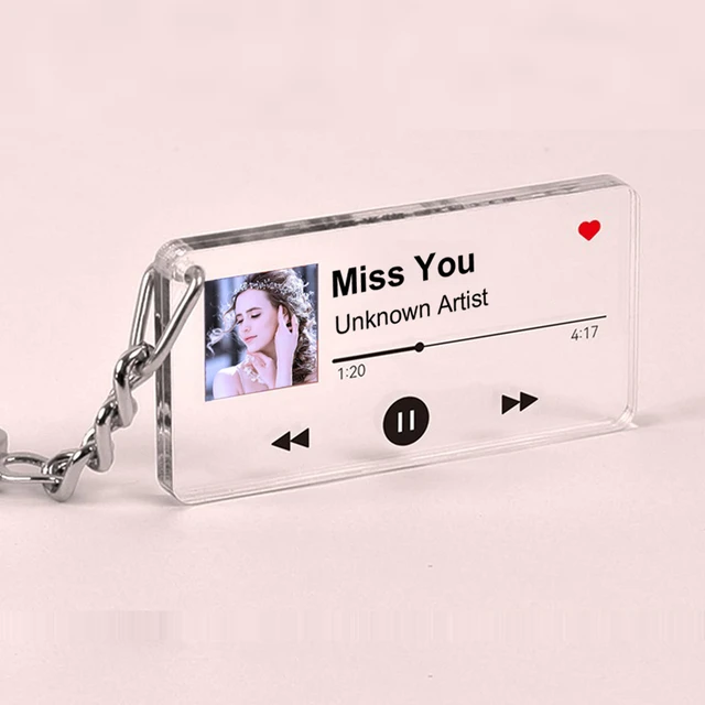 Porte clés code Spotify musique personnalisé acrylique rectangle gravé