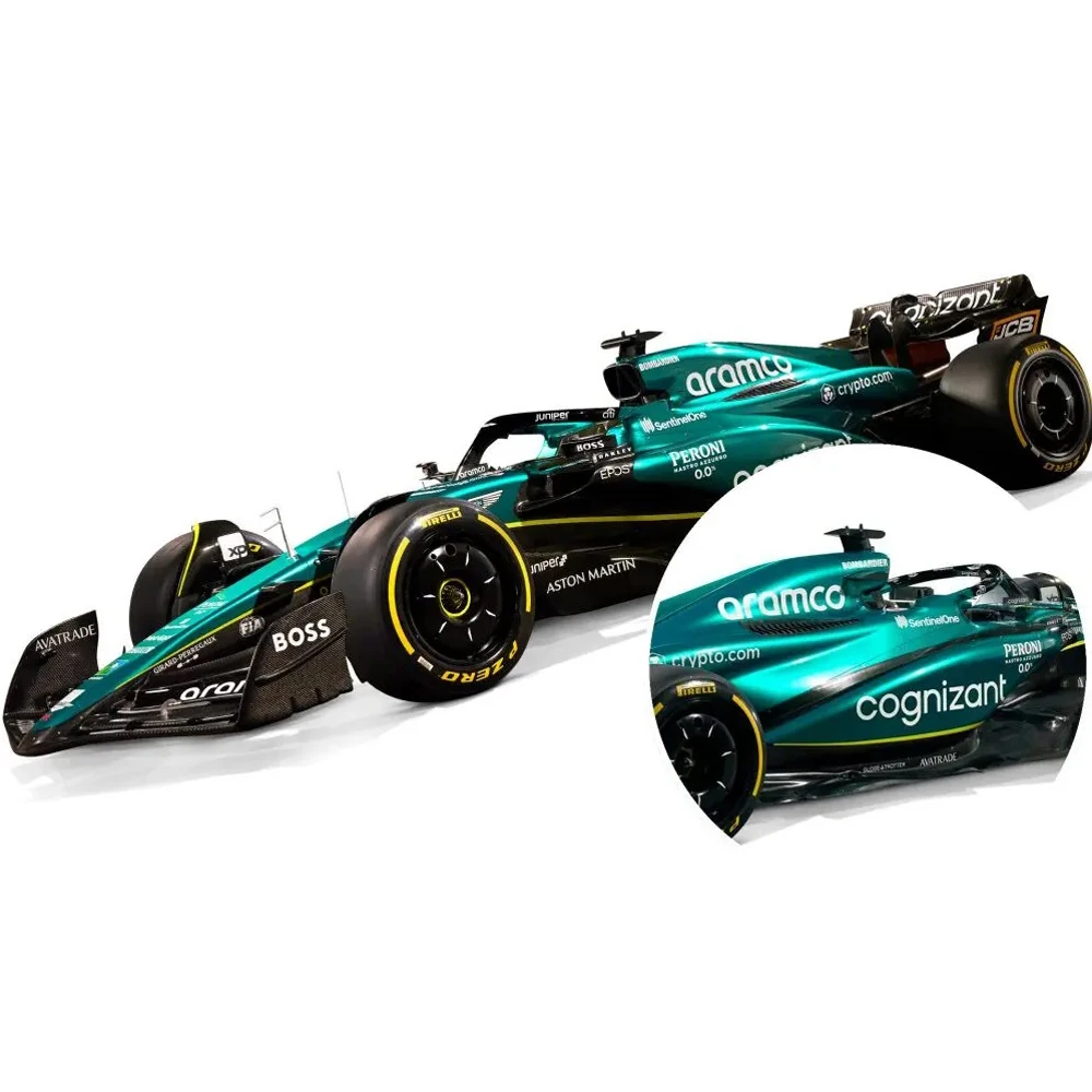 부바고 1:43 F1 애스턴 마틴 아람코 F1 팀 AMR23 2023 14 알론소 18 산책 합금 자동차 다이 캐스팅 모델 장난감 소장품